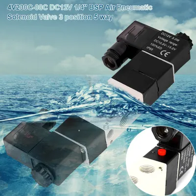 Image de DC 12V BSP 1/4 Normalement fermée 3 positions 5 voies Electrovanne pneumatique 0.15-0.8MPa 4V230-08C
