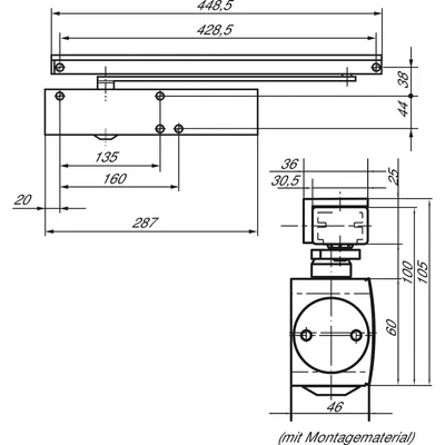 Produktbild von Gleitarm für Türschließer TS3000 und TS5000 GEZE - Schwarz - 119580