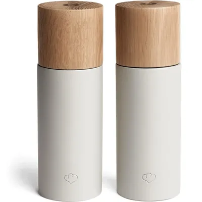Produktbild von SPRINGLANE Salz & Pfeffermühle 2er Set aus Buchenholz & Beton, Gewürzmühle, Chilimühle, Verstellbares Keramikmahlwerk, Skandinavisches Design - Grau