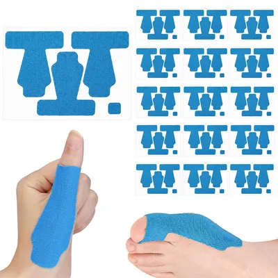 Produktbild von Hallux-Valgus Kinesiologie-Tape, 15 vorgeschnittene Tapes für Zehen und Fuß, bei Ballenzeh geeignet, hautfreundlich, latexfrei, Hellblau