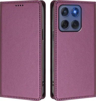 Produktbild von Handyhülle für Motorola Edge 60/ Edge 60 Fusion, Kunstleder Klapphülle Stoßfeste Magnetische Hülle mit Ständer Lila