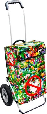 Produktbild von James Einkaufstrolley - PLASTIKMUELL - stabiler Einkaufswagen mit individuellem Design - einfarbig: grün in Ausführung: Royal-Luftraeder