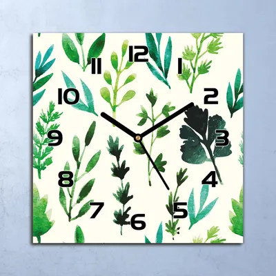 Produktbild von Wanduhr Echt-Glas-Küchenuhr Grüne Wildblumen Quarz Lautlos 30x30 Deko Bilder