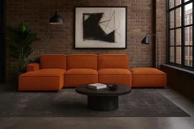 Produktbild von Kaiser Möbel Ecksofa Cursal L-Form, Stoff Poso, Kupfer  + Hocker, Links