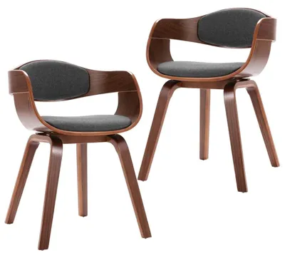 Produktbild von vidaXL Esszimmerstühle 2 Stk. Bugholz und Grau Stoff