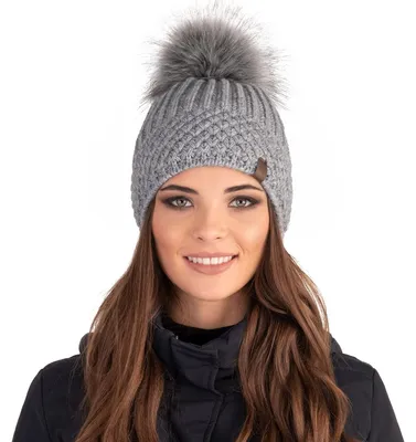 Immagine prodotto di Vivisence cappello con pompon da donna misura universale - copricapo caldo per l'inverno autunno cappello elegante con pompon in Pelliccia sintetica cappello classico da donna - grigio chiaro