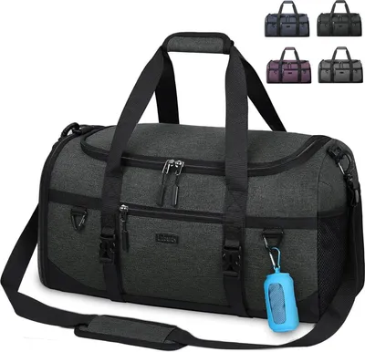 Produktbild von Sporttasche 55L Groß Wasserdicht Schwarz mit Schuhfach und Nassfach