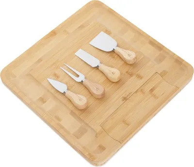 Obrázek produktu pro HOMLA RUMI Servírovací prkénko se 4 noži 32x32 cm