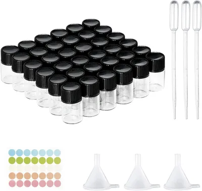 36 Glasfläschchen 2 ml mit Schraubverschluss, transparent
