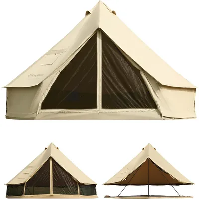Produktbild von Glockenzelt für 6-12 Personen, 5M TC Baumwolle, Wasserdicht, mit PVC-Bodenplane, Ganzjahreszelt