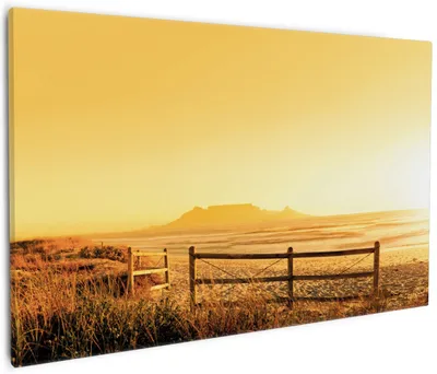 Produktbild von Wallario Premium Leinwandbild Strand in Südafrika I - Himmel in orange in Größe 60 x 90 cm