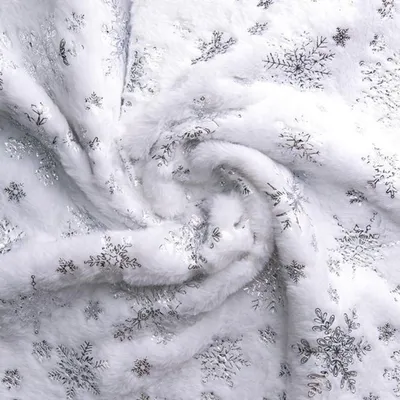 Weihnachtsbaumdecke mit Schneeflocken aus Kunstfell, Ø 150 cm