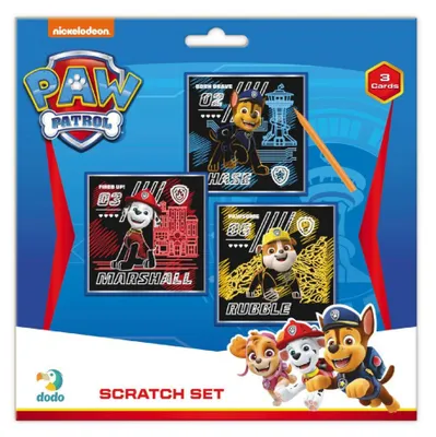 Immagine prodotto di Immagine da grattare, 3 pezzi, a colori, Paw Patrol, 20x20 cm, su cartoncino