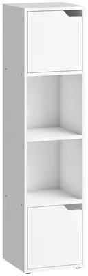 Immagine prodotto di Libreria Moderna 30x29x119 cm con 2 Armadietti e Ante a 4 Ripiani in Legno Bianco