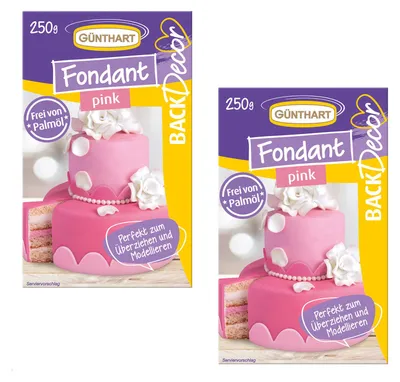 Produktbild von BackDecor Fondant pink, 2 x 250 gr | 100% Vegan | Palmölfrei | Reißfest