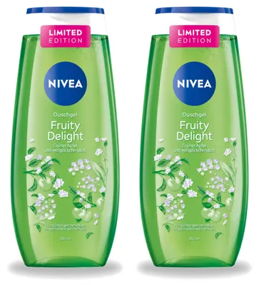 Imagen del producto de 2 unidades de gel de ducha Nivea Fruity Delight, 250 ml cada uno. Paquete económico