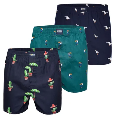 Produktbild von Happy Shorts Herren Boxer Motive 3-Pack paviankaktusmöwe - Größe XXL