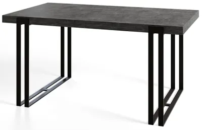 Image de Table de salle à manger rectangulaire ROSA, dimensions : 140 x 80 x 77 cm, table de salon, couleur : gris foncé, avec pieds en métal de couleur noire