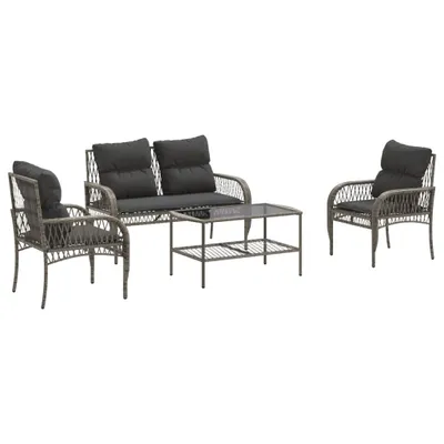 Obrázok produktu pre vidaXL 4-dielna záhradná sedacia súprava s vankúšmi Grey Poly Rattan
