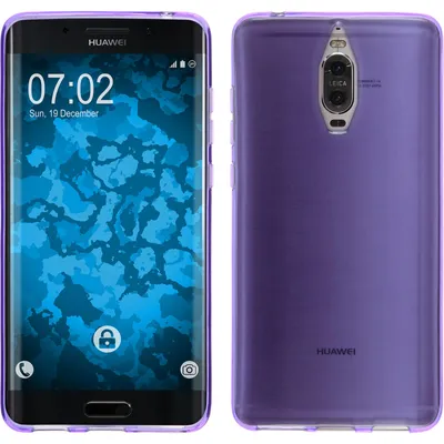 Produktbild von PhoneNatic Case kompatibel mit Huawei Mate 9 Pro - lila Silikon Hülle transparent + 2 Schutzfolien