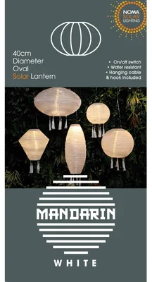 Produktbild von NOMA Weiße Solar Mandarine Laterne Oval mit Quasten 40cm