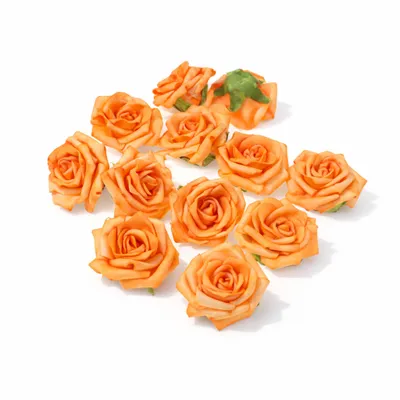 Produktbild von 12 Rosenblüten 5 cm Schaumrosen Rosenköpfe Foam Blütenköpfe Streudeko Basteln aprikot