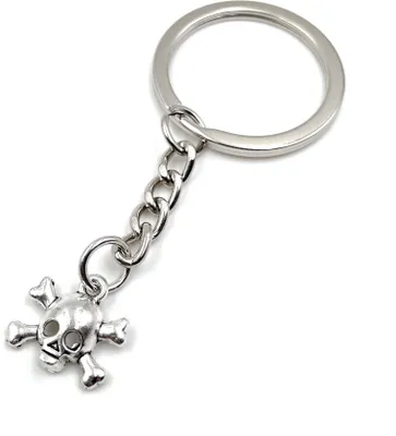 Produktbild von Onwomania Totenkopf Giftsymbol Gefahr Schlüsselanhänger Metall Glücksbringer in Alu Geschenkbox, ideal zum Verschenken