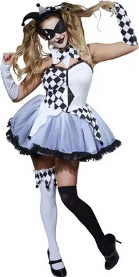 Produktbild von Bristol Novelty - "Jesterella" Kostüm - Damen BN4384 (M) (Weiß/Schwarz)