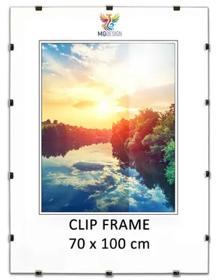 Produktbild von MG Design Cliprahmen 70 x 100 cm - rahmenloser Bilderrahmen mit Acrylglas & HDF Rückwand - für Fotos, Poster & Puzzle, vertikal & horizontal