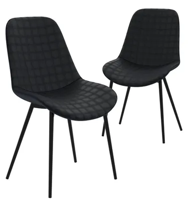 Produktbild von HAGO24 2er Set Esszimmerstühle Schwarz - Samt Komfortpolster ergonomisch 49cm Sitzhöhe schwarze Stahlbeine Polsterstuhl