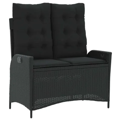 Obrázek produktu pro vidaXL Zahradní lavice nastavitelná s polštáři Black Poly Rattan