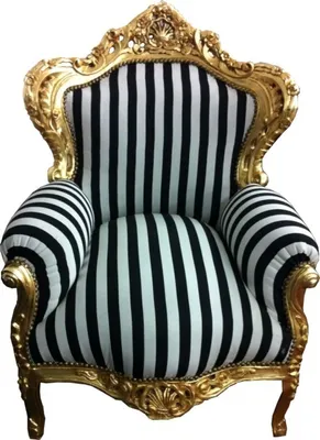 Produktbild von Barock Sessel "King" Schwarz/Weiß Streifen / Gold