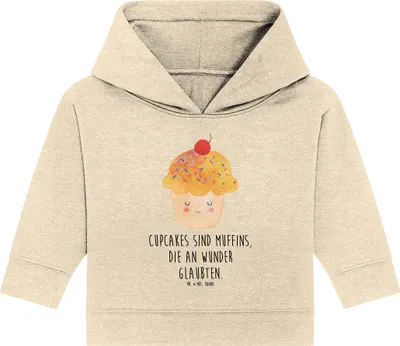 Produktbild von Mr. & Mrs. Panda Organic Baby Hoodie Cupcake 24. - 36. Monat - Natural Raw - Geschenk, Kapuzensweatshirt, Muffin, Koch, Lustige Sprüche, Wunder, Küche Deko, Motivation