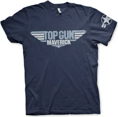 Produktbild von Top Gun Maverick Distressed Logo T-Shirt - Small - Navy
