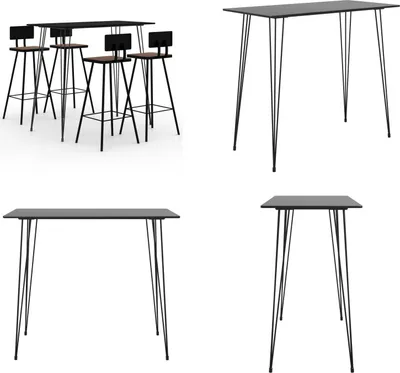 Produktbild von vidaXL 5 tlg. Bar Set Schwarz - Bar-Set - Bar-Sets - Bartisch Mit Barhocker - Bartische Mit Barhocker