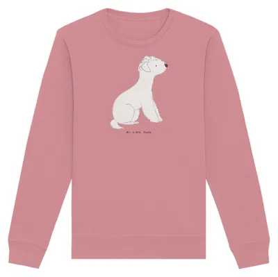 Produktbild von Mr. & Mrs. Panda Baumwoll Sweatshirt Bedlington Terrier Moment Größe S - Canyon Pink - Geschenk, Sweater, Pulli, Pullover