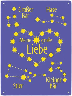 Produktbild von Sternbild Meine große Liebe Metallschild XXL in 28x38 cm in lila