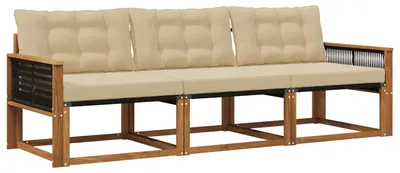 Immagine prodotto di vidaXL Set di divani da esterno, 3 pezzi, color naturale e beige