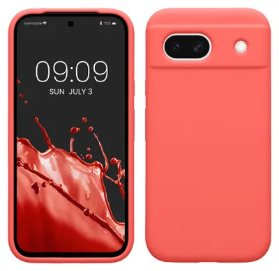 Produktbild von kwmobile Handyhülle für Google Pixel 8a Hülle, für Pixel 8a Case - Hülle Silikon - kabelloses Laden - Neon Koralle
