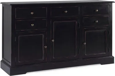 Produktbild von Casa Padrino Landhausstil Sideboard Antik Schwarz 145 x 40 x H. 85 cm - Landhausstil Schrank mit 3 Türen und 5 Schubladen - Landhausstil Möbel - Landhausstil Einrichtung