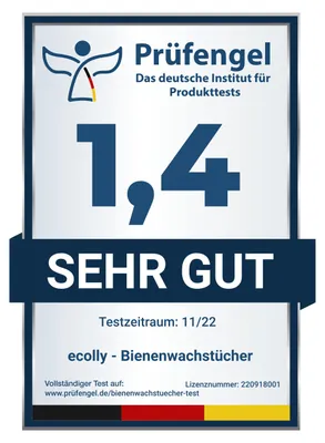 Produktbild von Bienenwachstücher Set, 3 Stück (S, M, L), wiederverwendbar, plastikfrei, für Lebensmittelverpackung