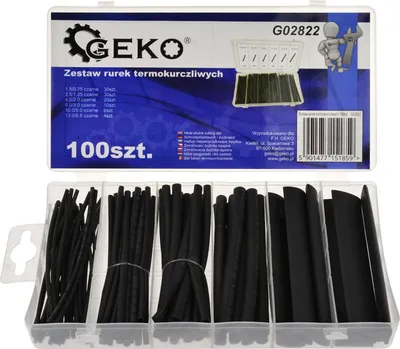 Obrázok produktu pre Sada teplom zmršťovacích bužírok, 6 veľkostí, 100ks Geko