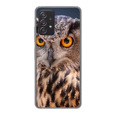 Produktbild von MuchoWow® Handyhülle Schutzhülle Hülle für Samsung galaxy a73 Eine Nahaufnahme einer braunen Eule Silikon Softcase Handy Hülle - Handyhülle