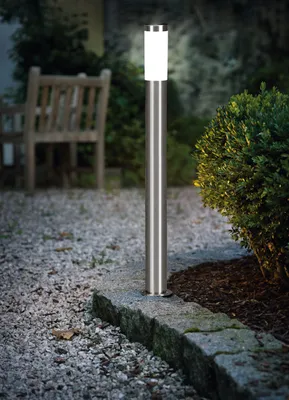Produktbild von EGLO LED Außen-Wegelampe Helsinki 1, 1 flammige Außenleuchte, Wegeleuchte aus Edelstahl in Silber und Kunststoff in Weiß, E27 Fassung, IP44