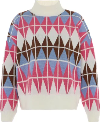 Image de Pull FENIA pour femmes - blanc laine multicolore, XL/XXL