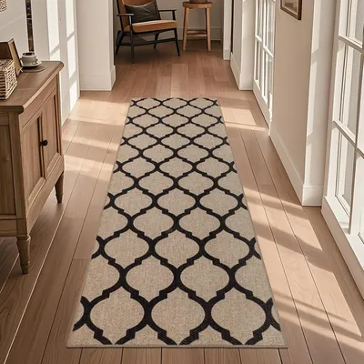 Obrázok produktu pre Tkánny koberec s protišmykovou spodnou stranou, umývateľný, 60 x 180 cm, geometrický vzor