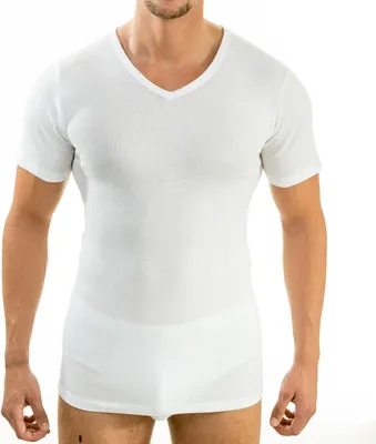 Produktbild von HERMKO 16488 Herren kurzarm Business Unterhemd mit V-Ausschnitt aus Baumwolle / Modal, Größe:D 8 = EU XXL, Farbe:weiß