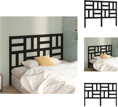 Produktbild von vidaXL Kopfteil Schwarz 126x4x104 cm Massivholz Kiefer -  Kopf- & Fußenden