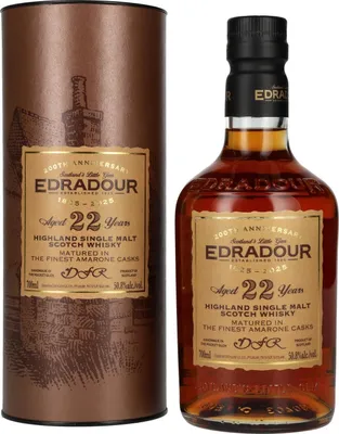 Produktbild von Edradour 22 Years Old 200th Anniversary Amarone Cask Highland Single Malt Whisky 50,8% Vol. 0,7l in Geschenkbox