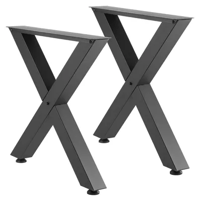 Image de Pieds de table, 750 x 760 mm (H x L), pieds de mobilier en acier, conception modulaire, montage facile, charge maximale de 1 000 kg, très résistants, pour bureau à domicile, tables basses, tables de bar, établi, lot de 2, structure en X, noir
